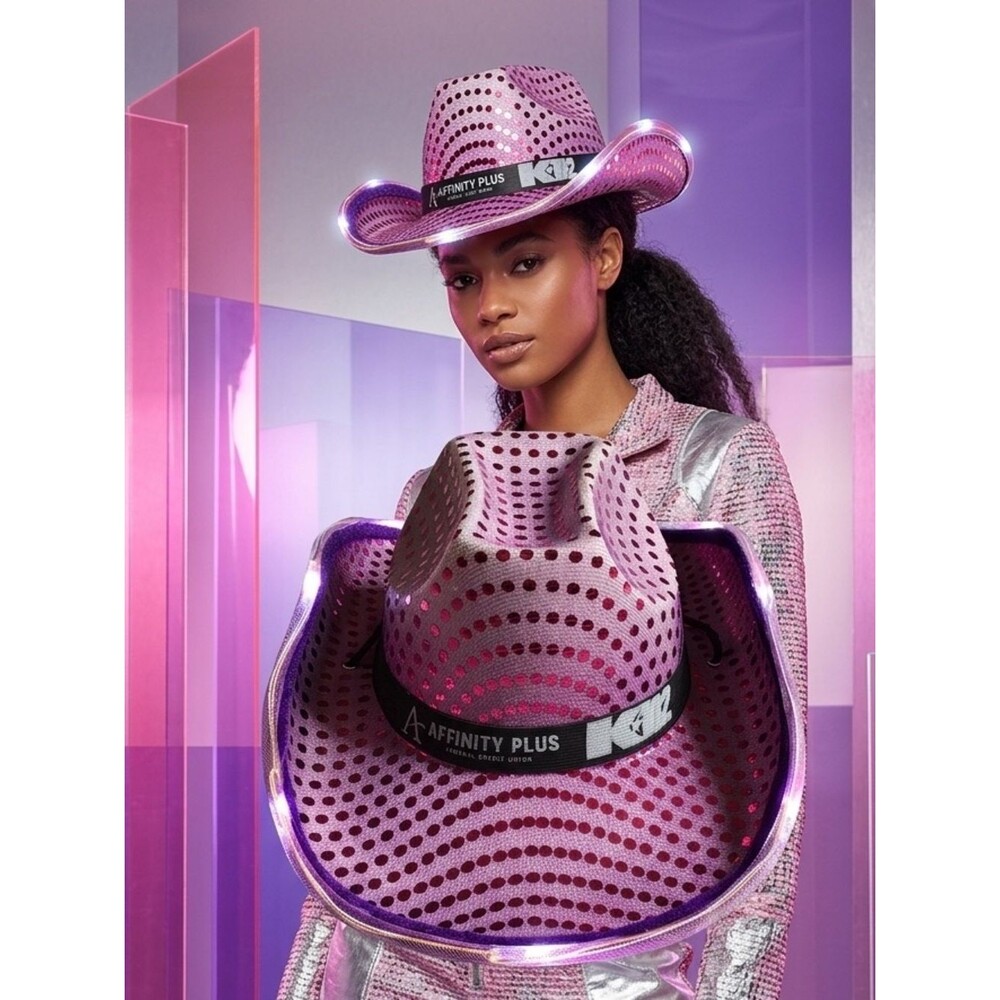 Light Up Cowboy Hat Purple Velvet Bling LED Sequin Festival Party Club NWOT